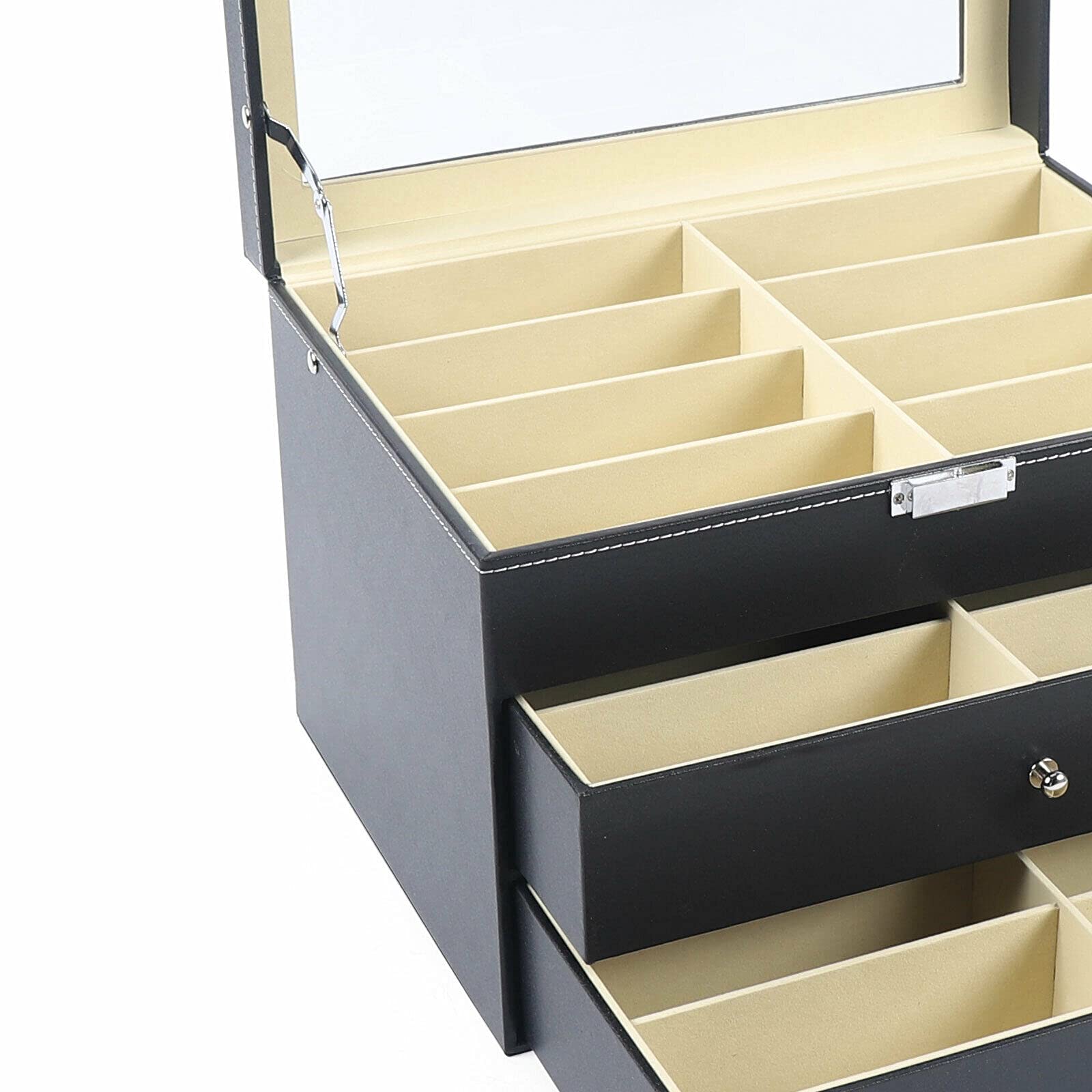 LumeStor Boîte de Rangement – Design Élégant à 3 Niveaux avec Compartiments Clairs