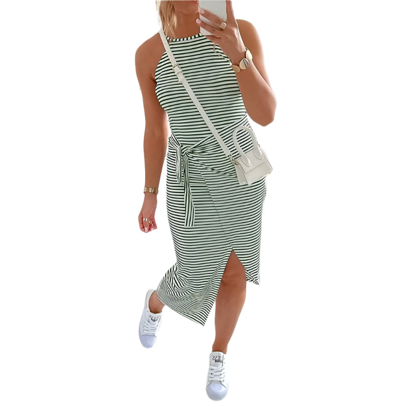 Bella - Robe rayée en velours