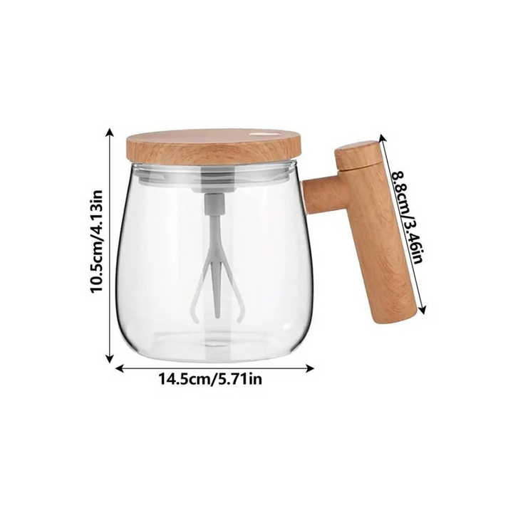 WhirlBrew - Tasse en verre avec poignée en bois