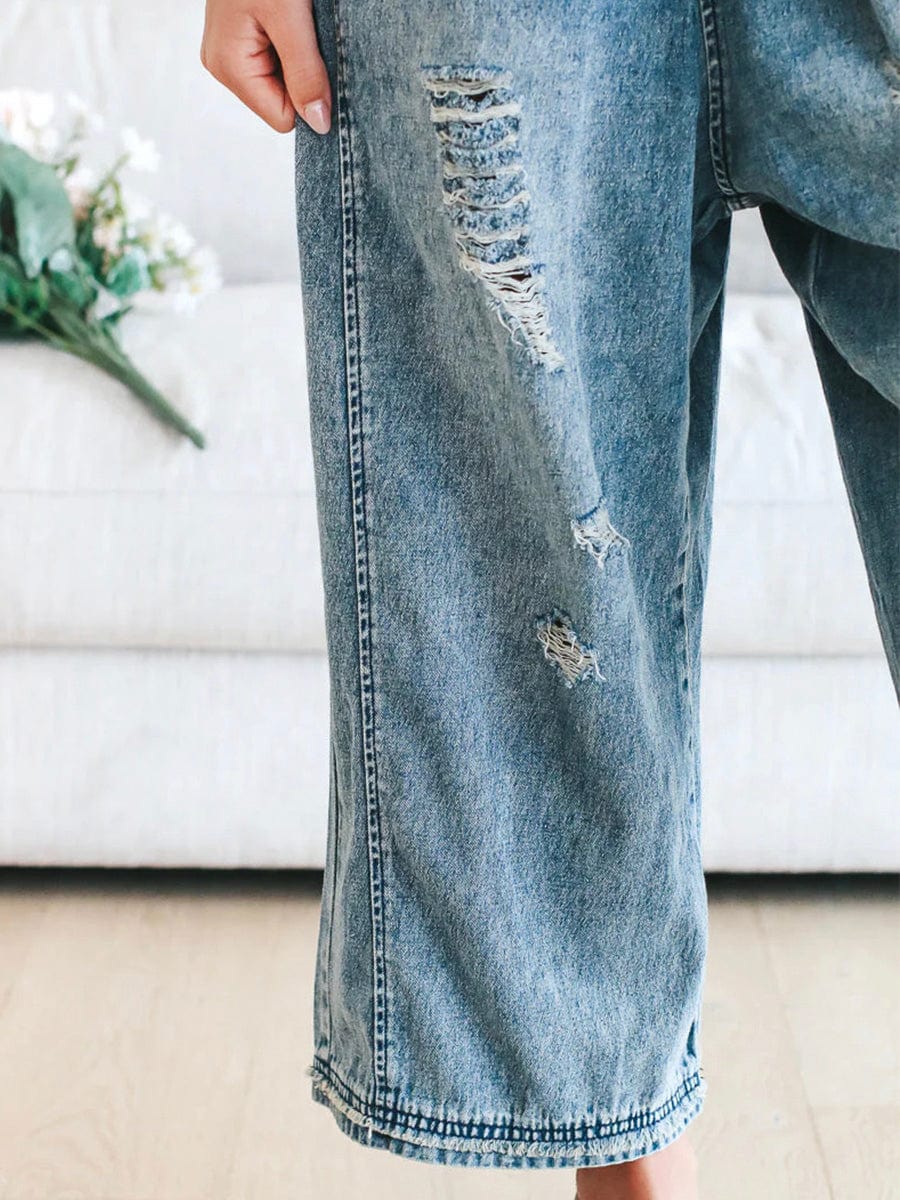 Salopette en denim sans manches loose Olivia