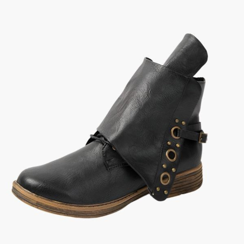Erika - Bottes classiques antidérapantes en cuir PU avec fermeture éclair pour femme