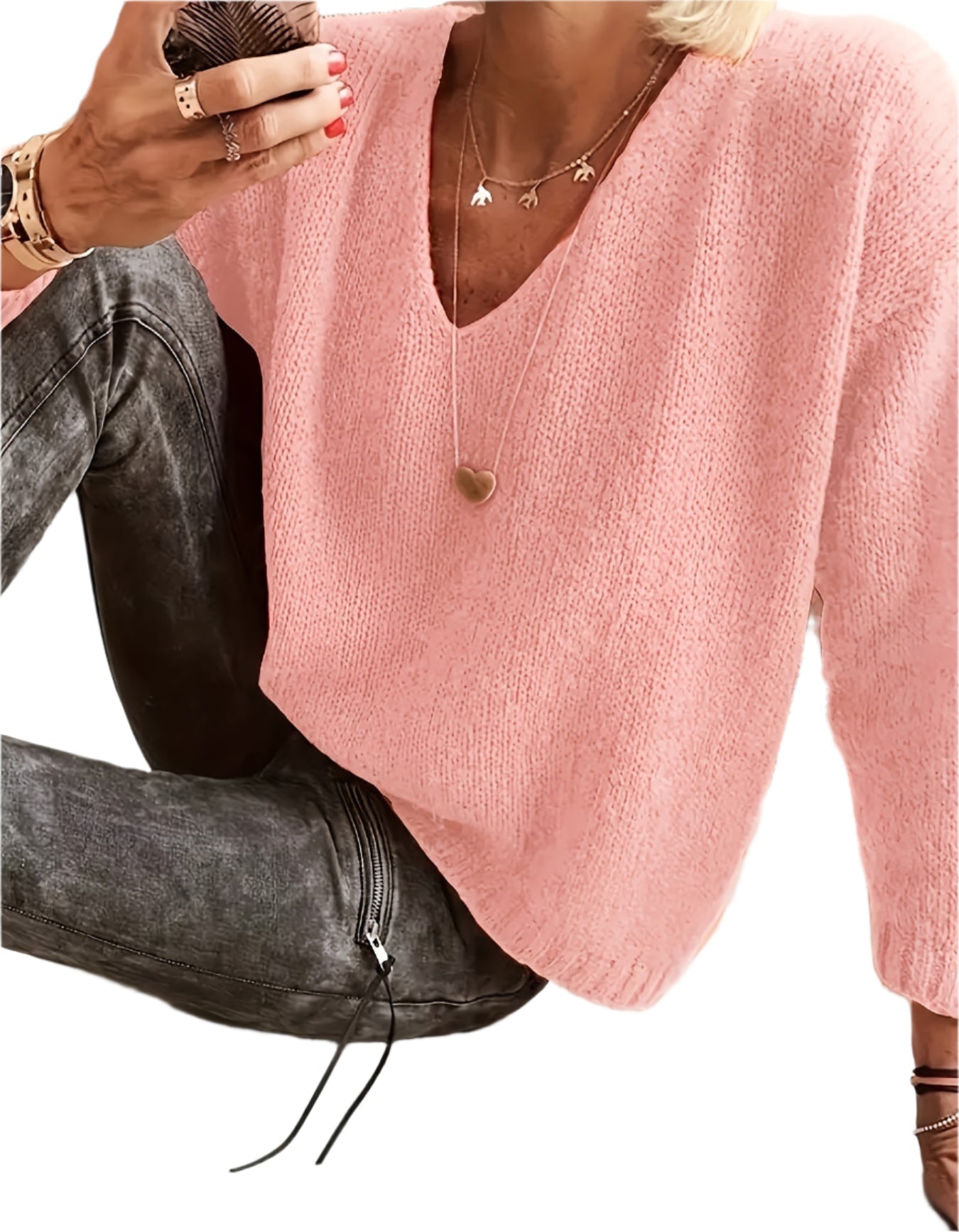 Lorie - Pull à col V intelligent pour la vie quotidienne