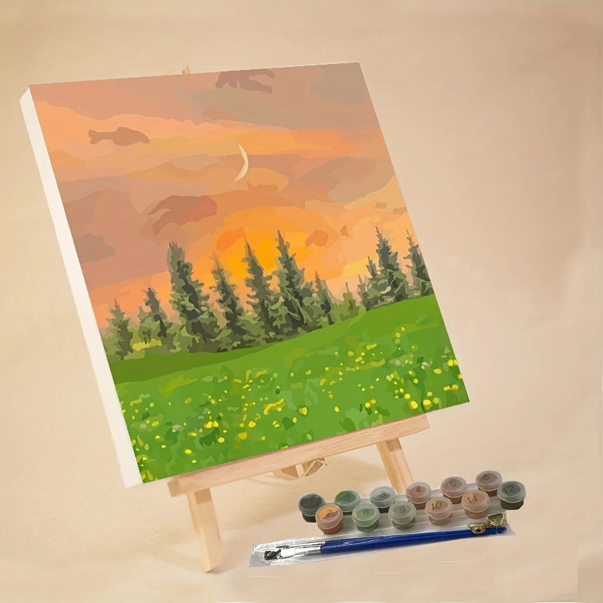 Ensemble de peinture DIY Fredfyldt Landskabs - Art en toile fait main avec pinceaux et peinture