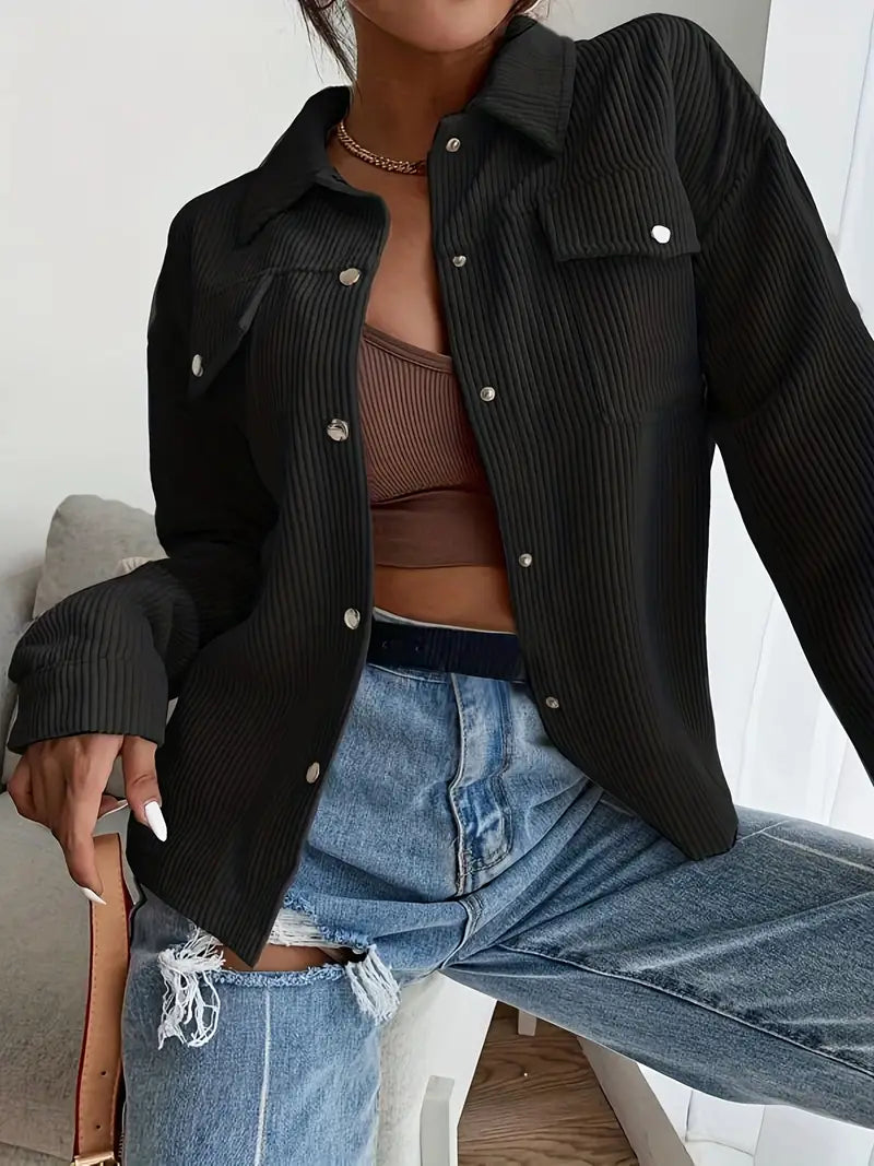 Johanne - Veste en velours avec boutons et poches