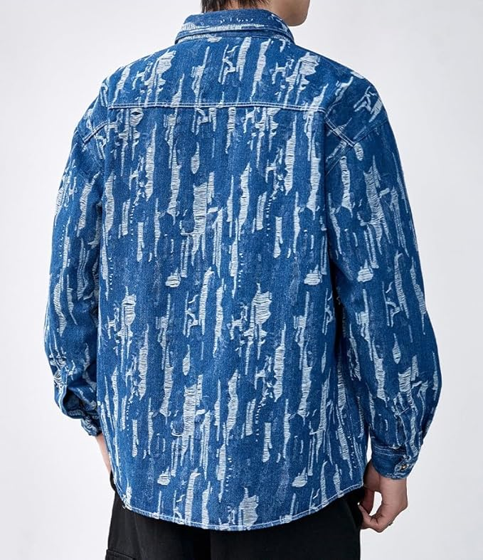 Kenneth - Chemise à manches longues avec des coups de pinceau artistiques pour hommes