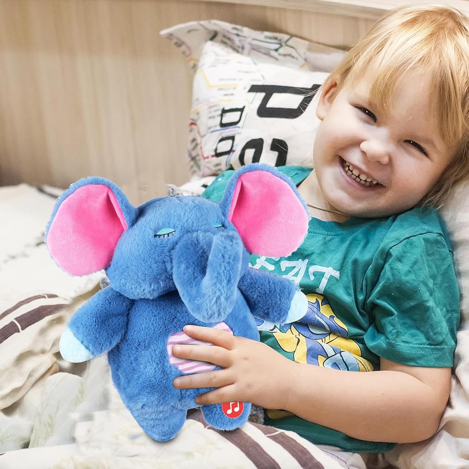 Sovetryg Plys Éléphant – Doudou Apaisant avec Respiration, Lumière et Son