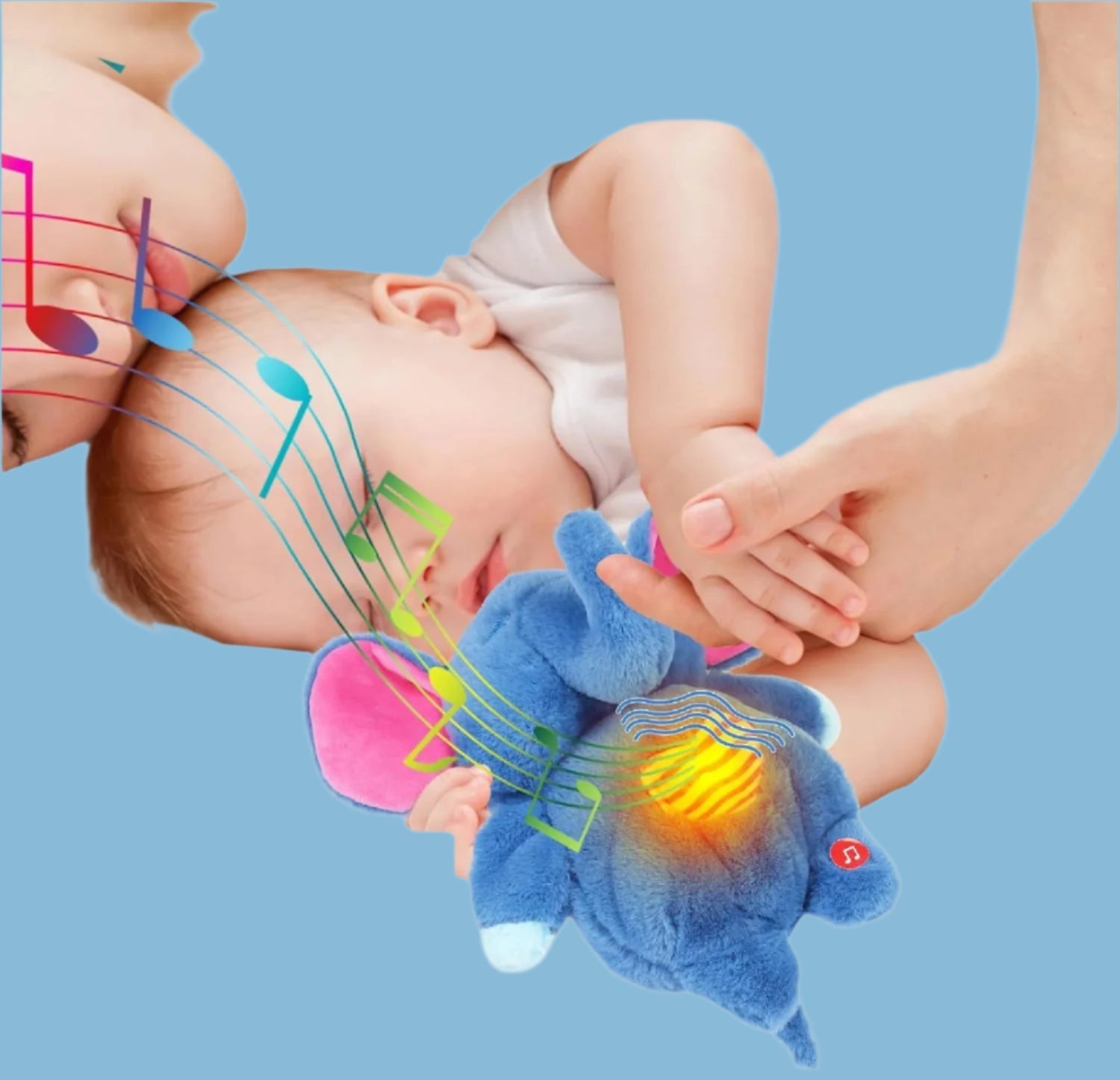 Sovetryg Plys Éléphant – Doudou Apaisant avec Respiration, Lumière et Son