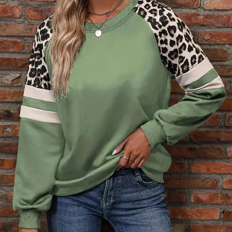 Luna - Sweat-shirt décontracté à manches longues avec motif léopard