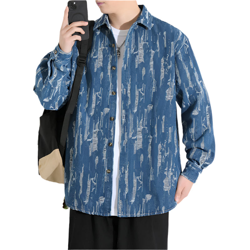 Kenneth - Chemise à manches longues avec des coups de pinceau artistiques pour hommes