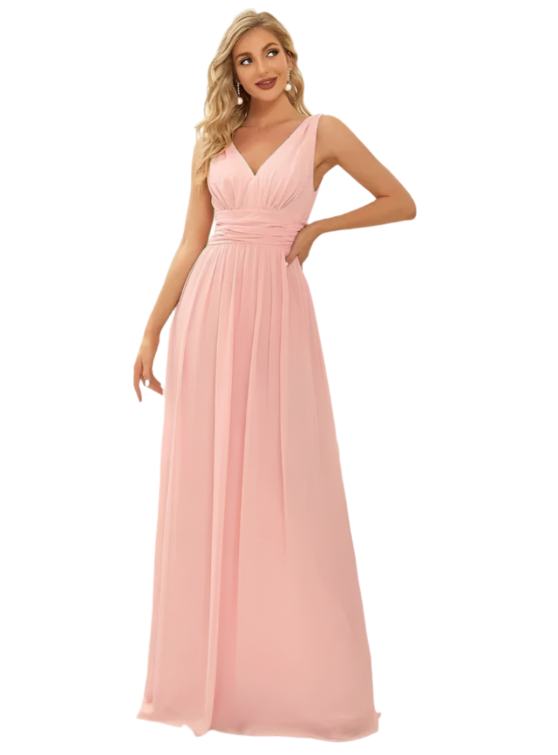 Gisele - Élégante robe maxi longue en A à décolleté en V