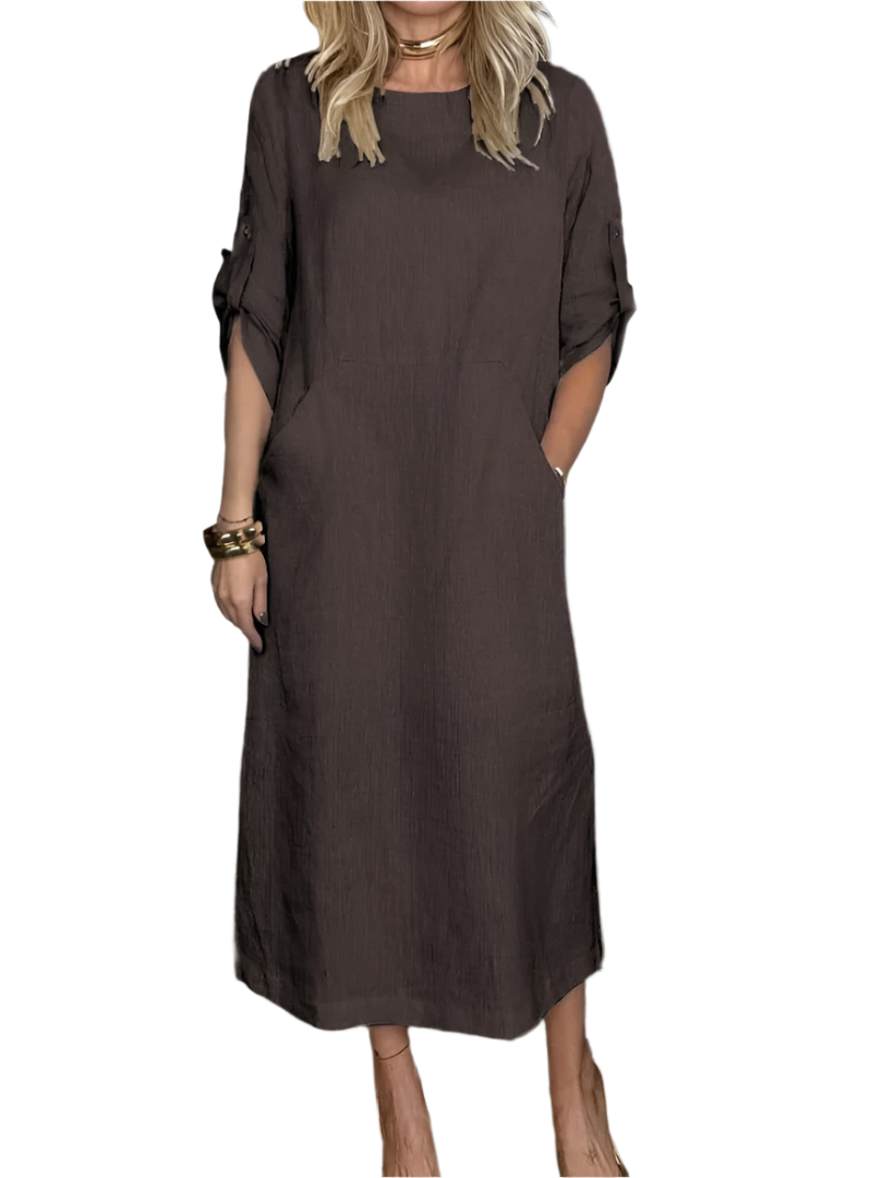 Robe d'été Selina Let pour femmes – Élégante robe unie en coton