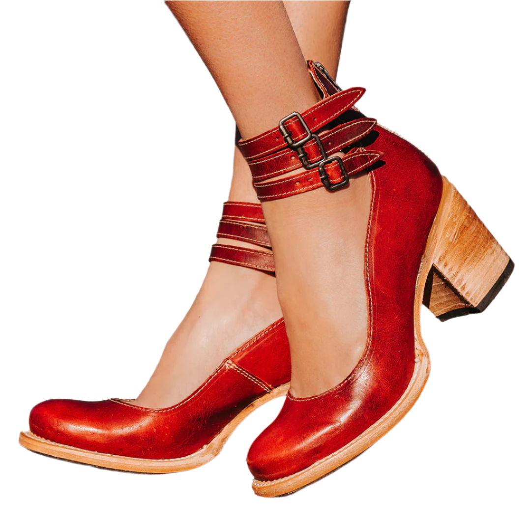 Alliah - Sandales chics à talon carré avec ceinture à la cheville