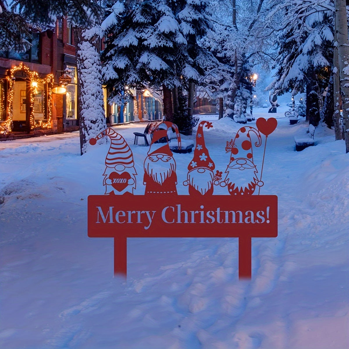 Gnome de Noël coloré en métal pour jardin