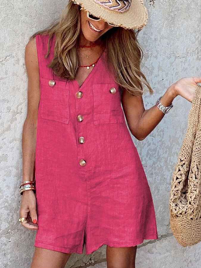 Robe sans manches Freja avec boutonnière – Chic et intemporelle