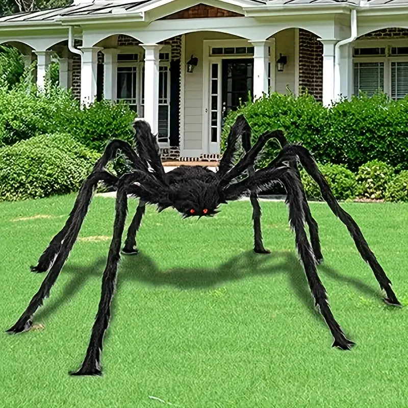 DarkCrawl Araignée géante de 150 cm – Décoration d'Halloween noire pour maison et jardin