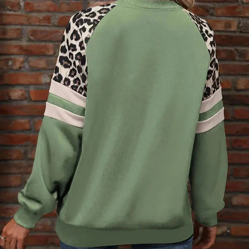 Luna - Sweat-shirt décontracté à manches longues avec motif léopard