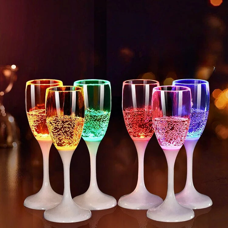 GlowSip - Lot de 6 verres à vin éclairés par LED