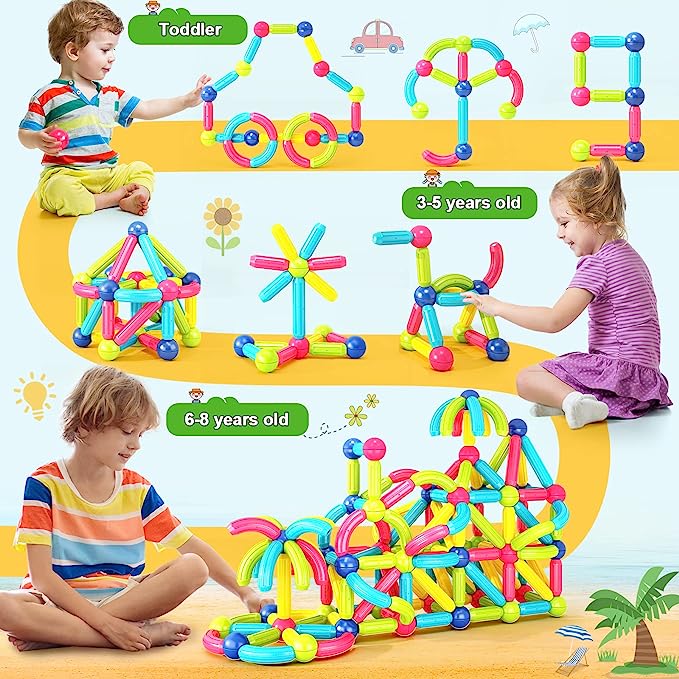 ColorfulSet - Ensemble de bâtons de construction magnétiques pour enfants