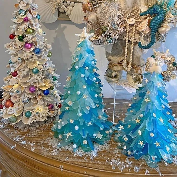 Sérénité Côtière : Arbre de Noël en Verre Artisanal Unique