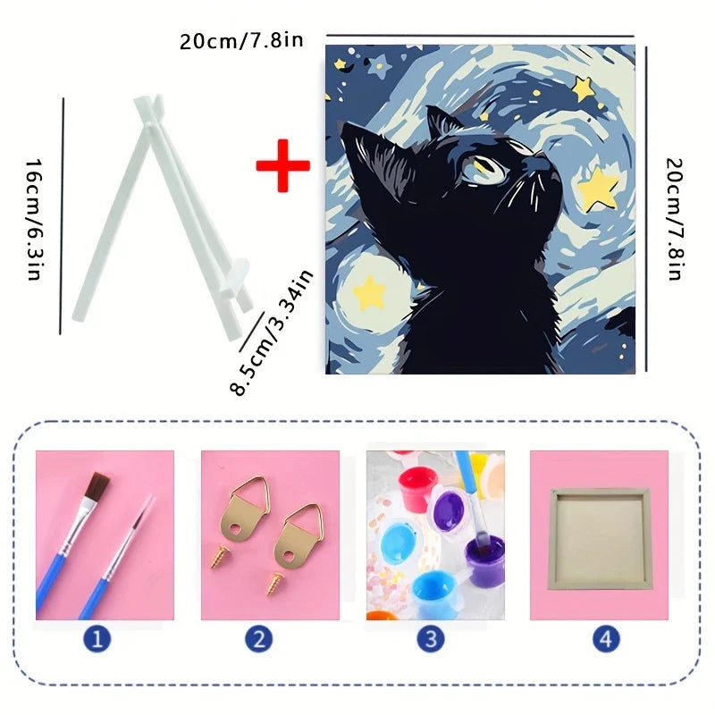 Kit de peinture par numéros ColorMuse DIY pour chats – Ensemble de peinture à l'huile pour la relaxation et la décoration créative