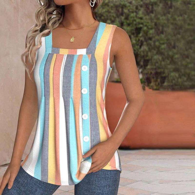 Decerie - Blouse sans manches rayée en pastel