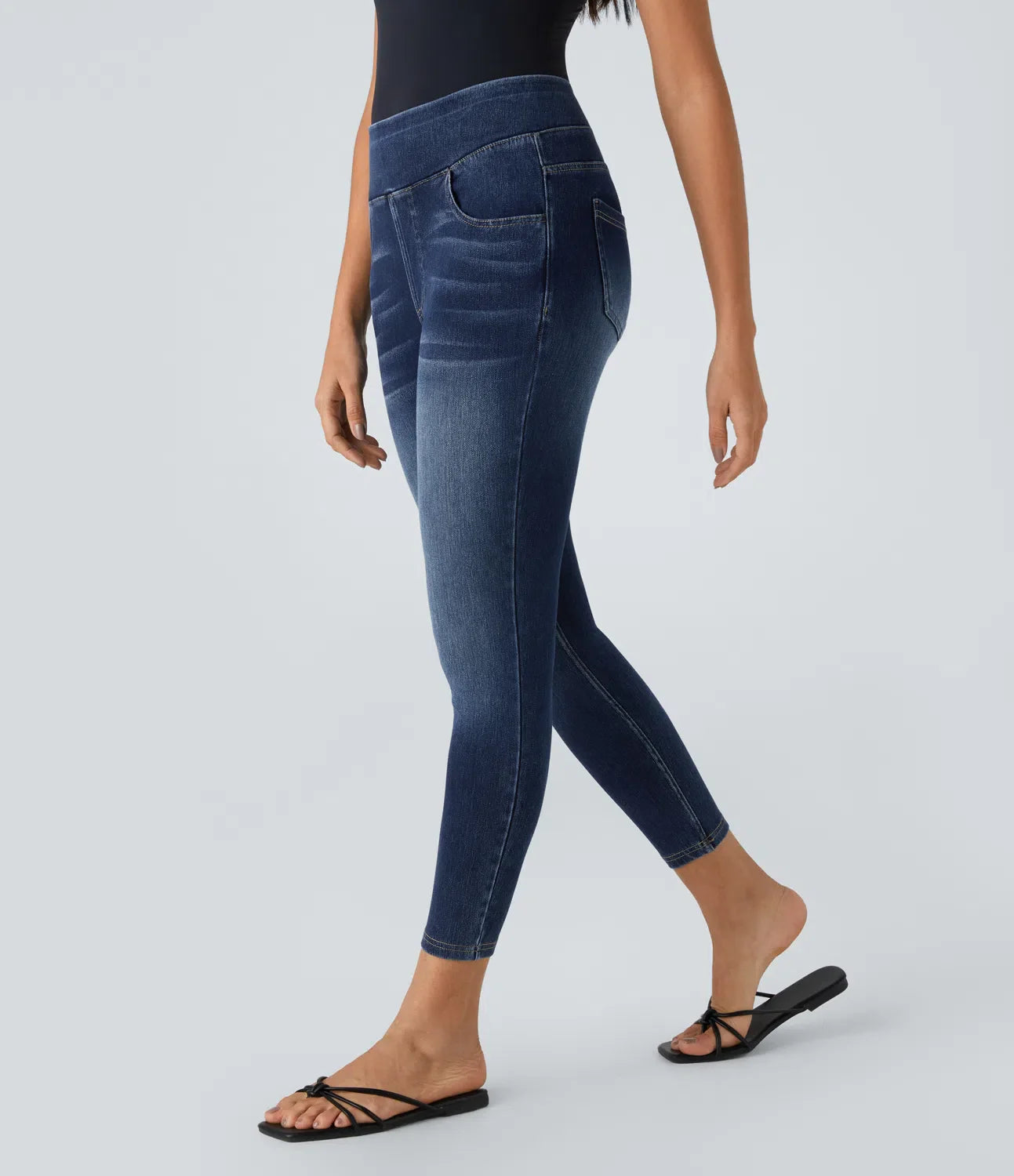 MagicFlex | Leggings décontractés en denim extensible à taille haute avec poche arrière