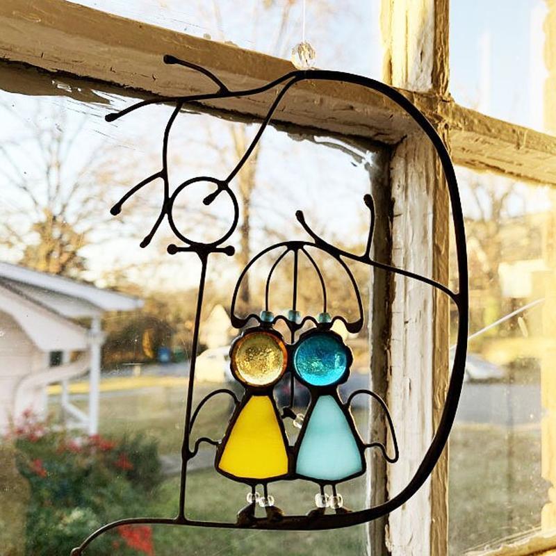 RomanticCharm - Ornements en verre colorés pour couples fins