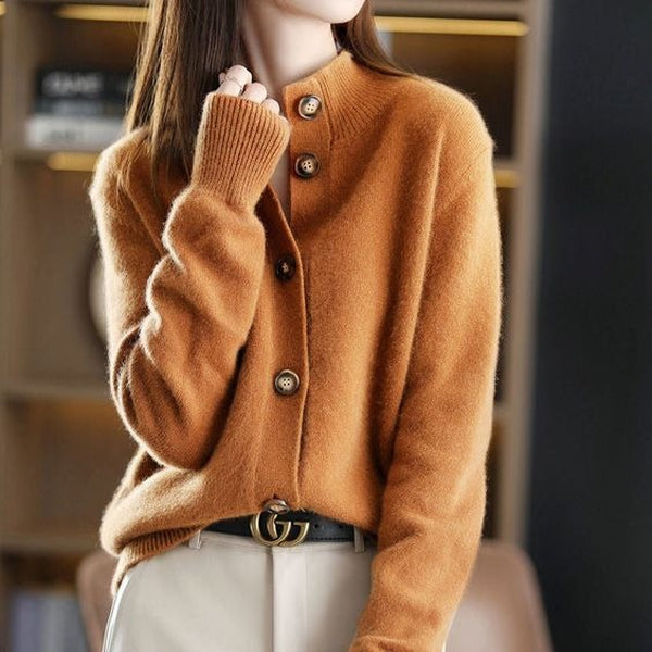 Tendance d'automne® Pullover en Brun avec col montant