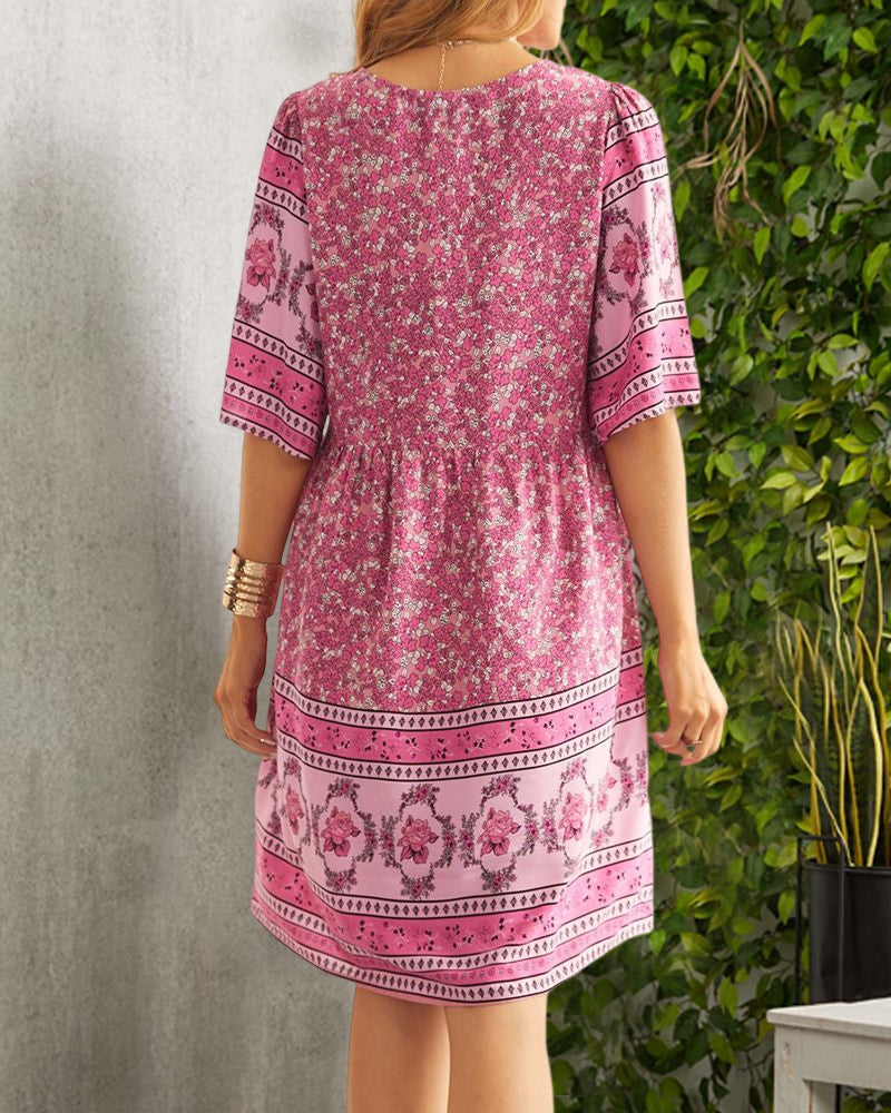 Nancie - Robe boho intelligente avec décolleté en V et imprimé
