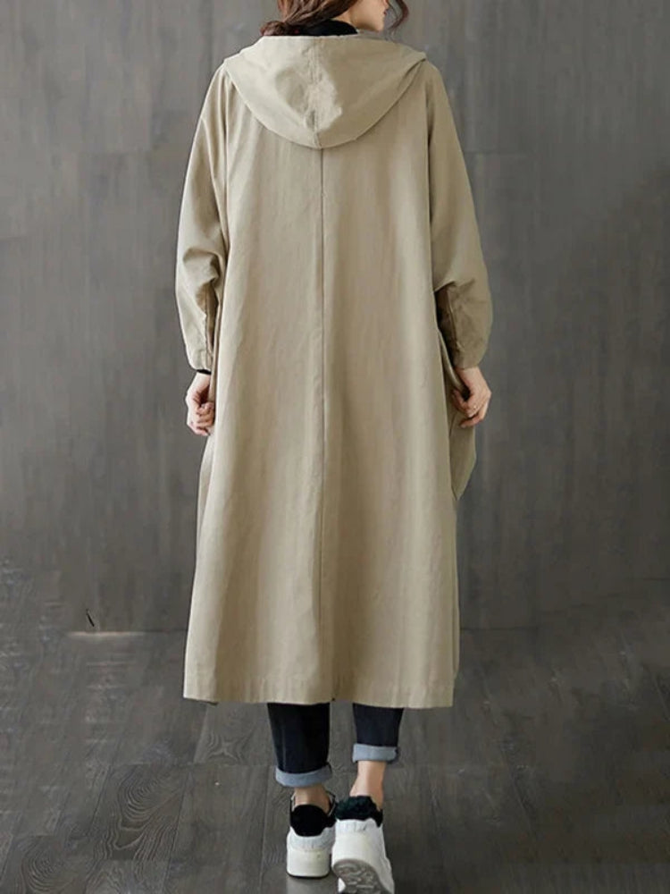 Sofie - Trench-coat avec capuche et fermeture à boutons pour femme