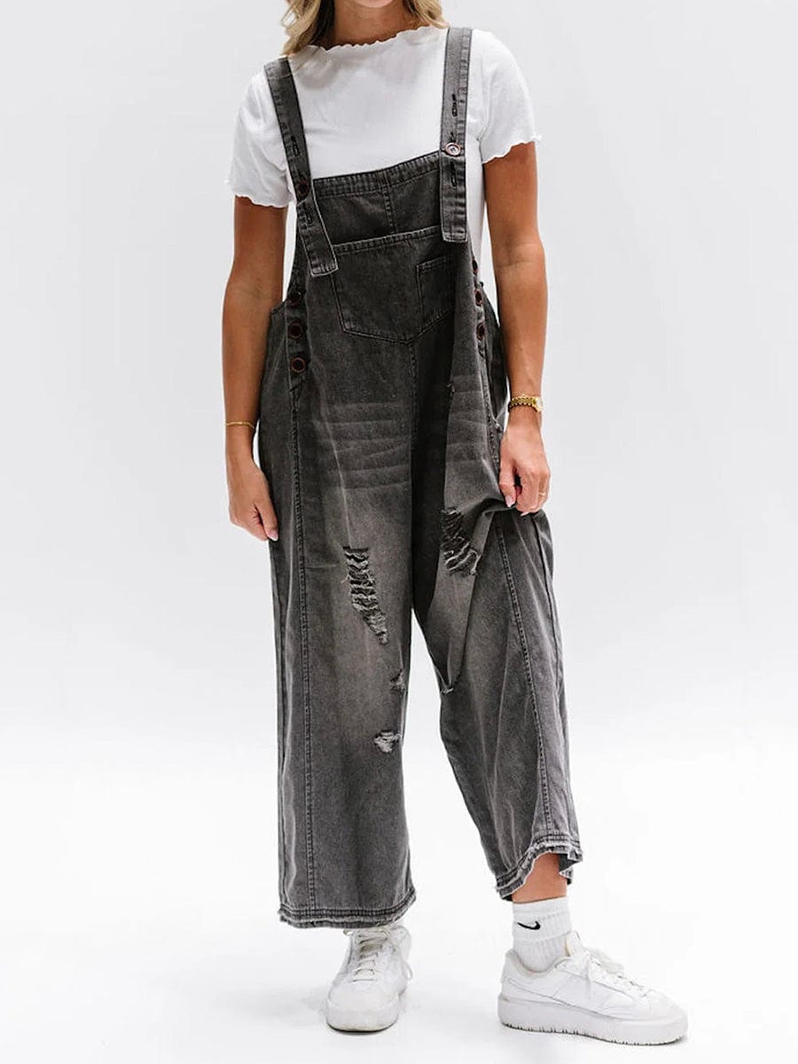 Salopette en denim sans manches loose Olivia