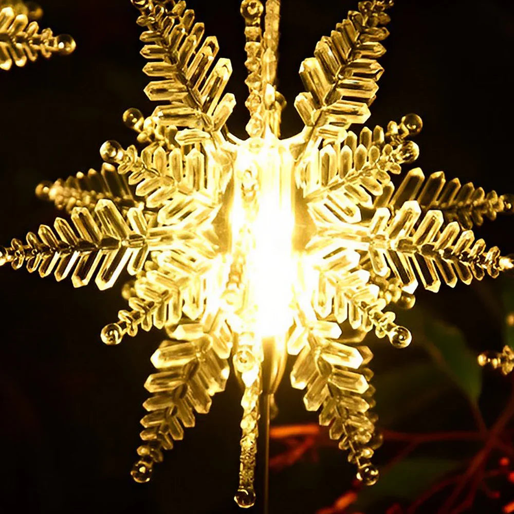FrostyGlow - Lumière décorative en forme de flocon de neige à LED solaire étanche pour pelouse