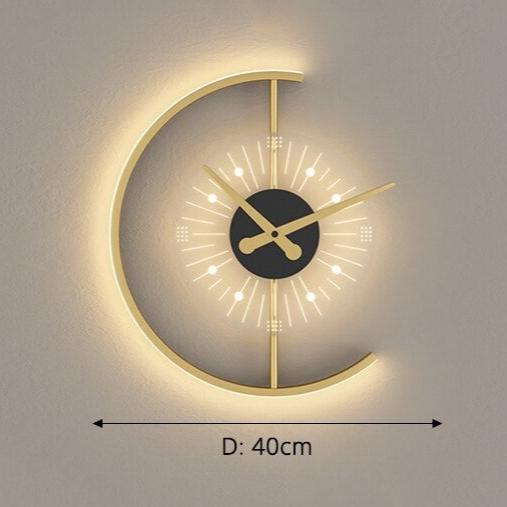 LunaTime - Horloge murale moderne en croissant avec lumière douce