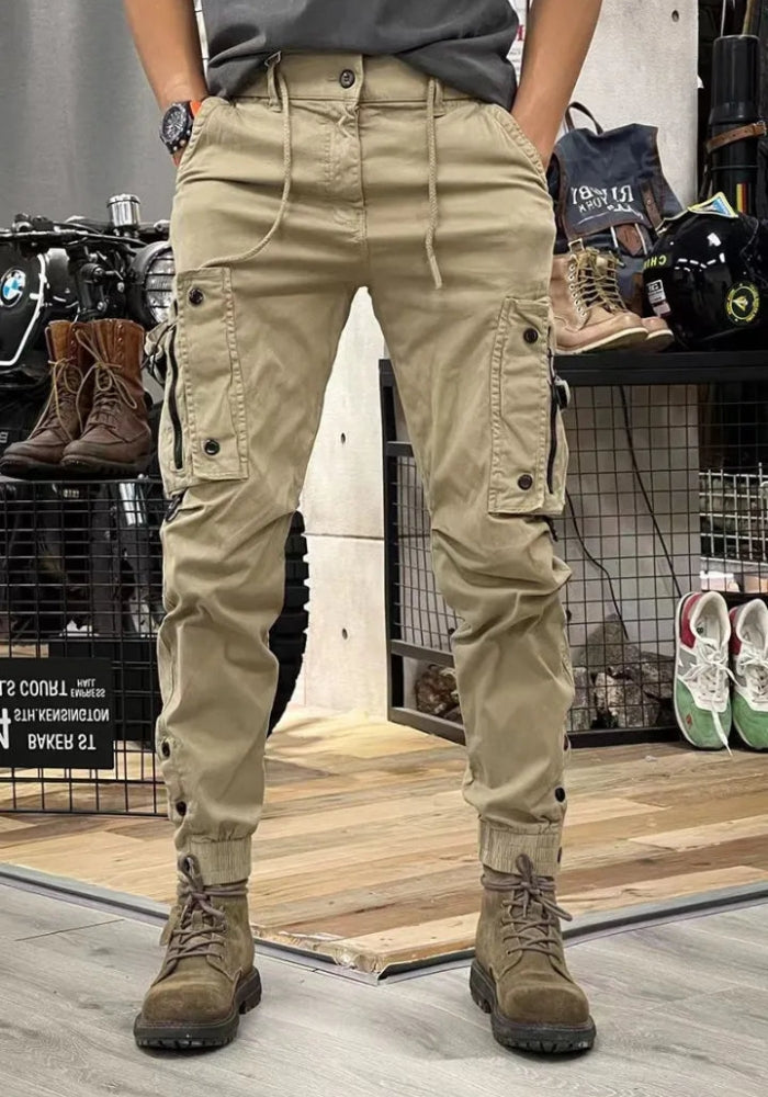 Calvin - Pantalon cargo pour homme avec jambes coniques et design à poches multiples