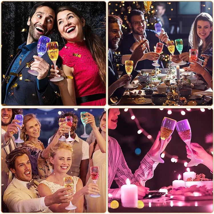 GlowSip - Lot de 6 verres à vin éclairés par LED