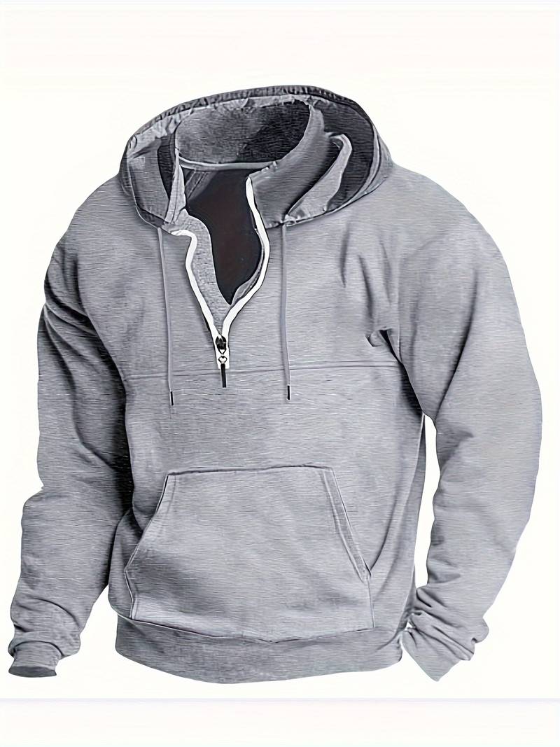 Hans - Sweat à capuche avec demi-zip et poches