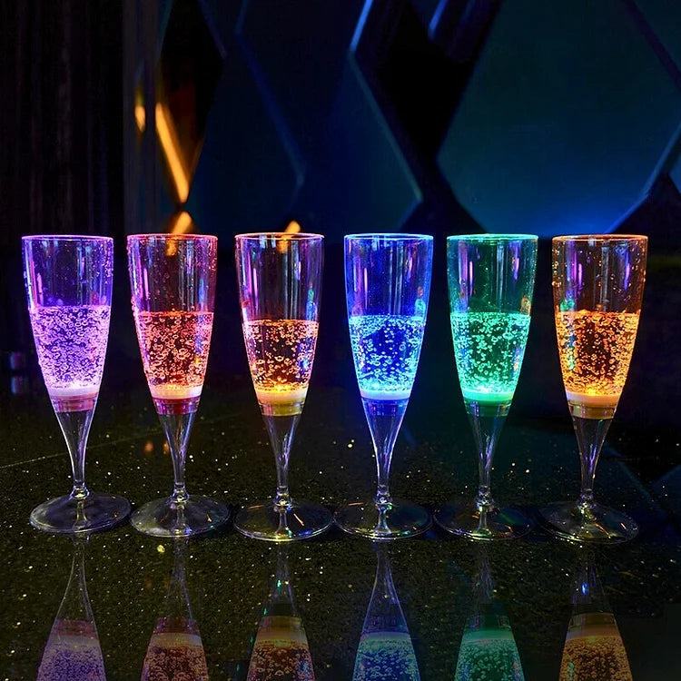 GlowSip - Lot de 6 verres à vin éclairés par LED
