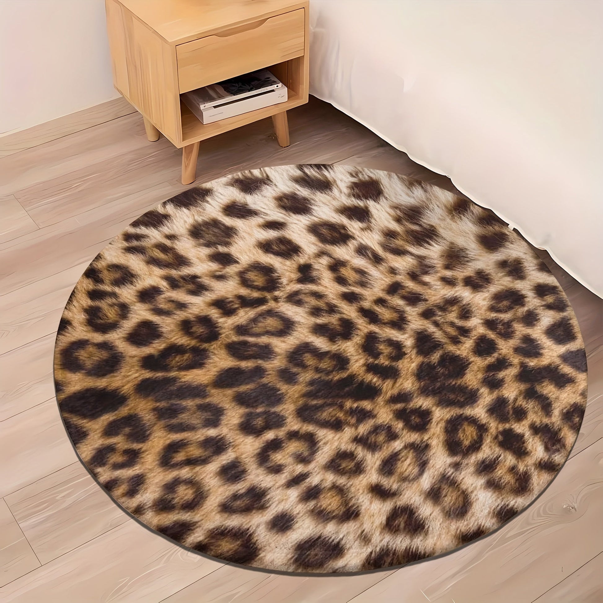 Tapis Rond LeopardLuxe – Élégance Sauvage et Confort Antidérapant