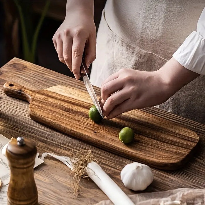 RusticChef - Planche à découper en bois avec poignée pour la cuisine et le service