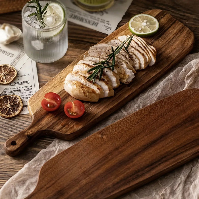 RusticChef - Planche à découper en bois avec poignée pour la cuisine et le service