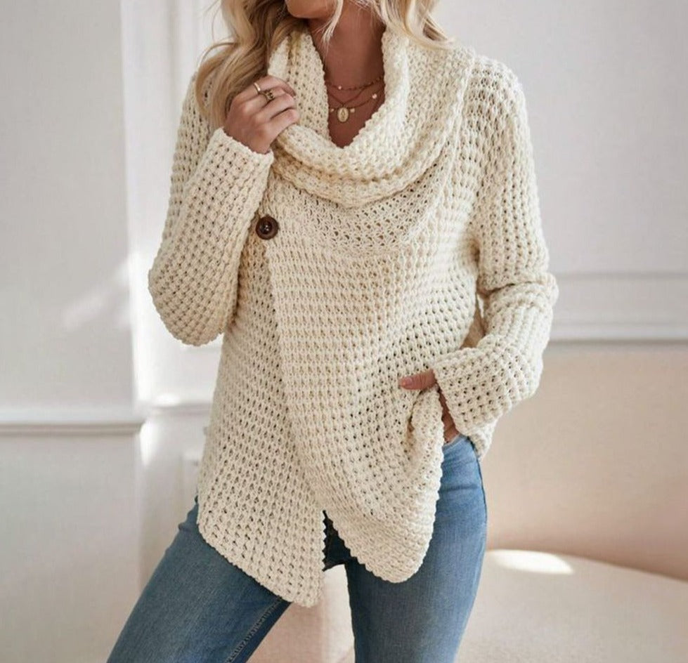 Tendance d'automne® Pull en tricot à col montant beige