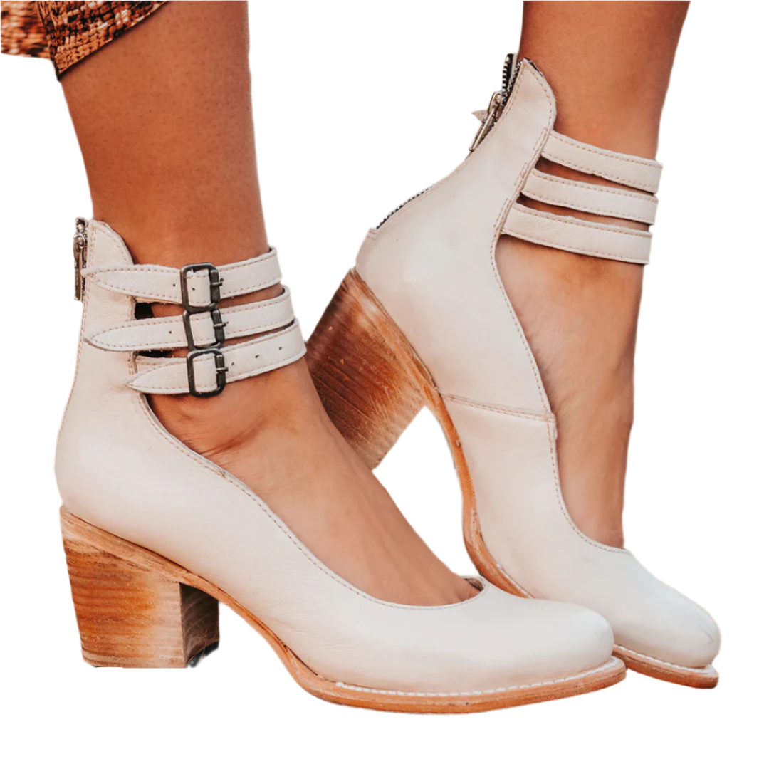 Alliah - Sandales chics à talon carré avec ceinture à la cheville