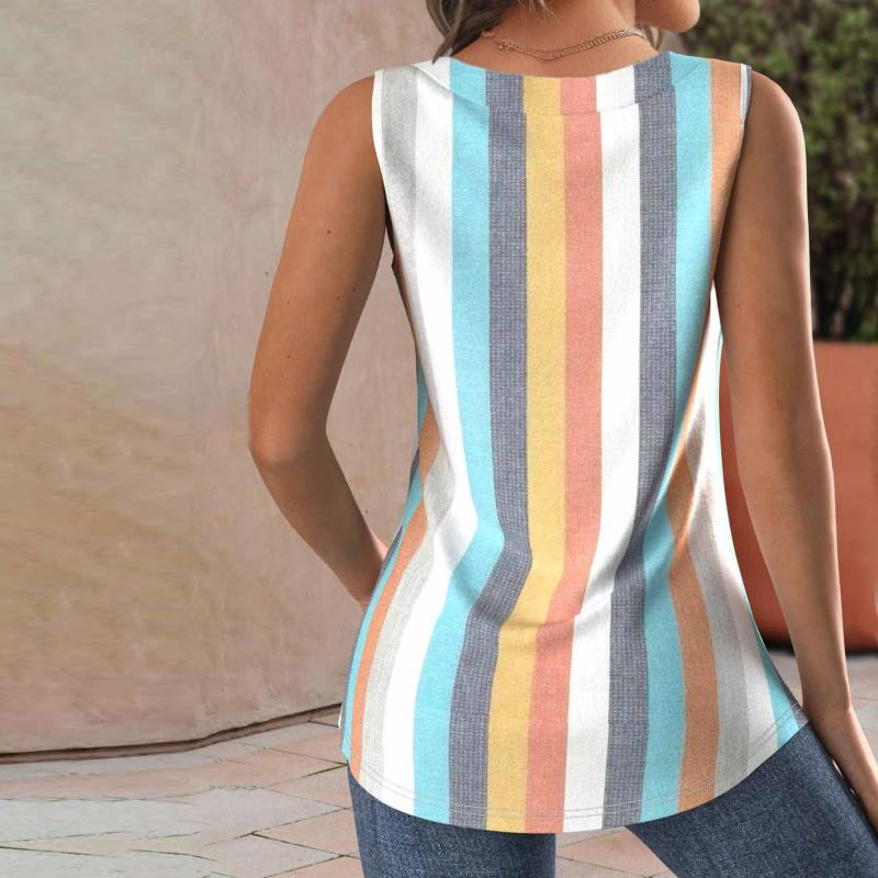 Decerie - Blouse sans manches rayée en pastel