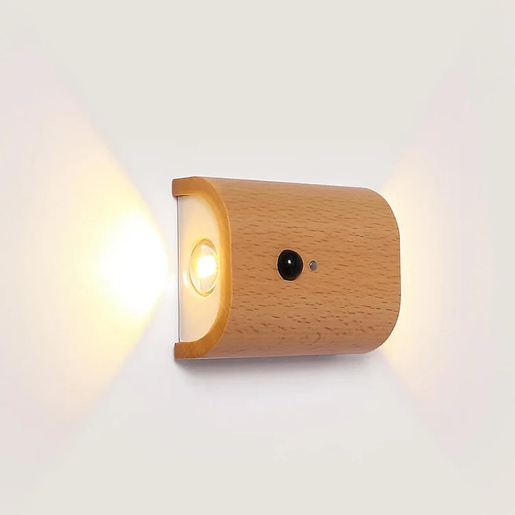 LumaSense - Applique murale en bois avec capteur magnétique
