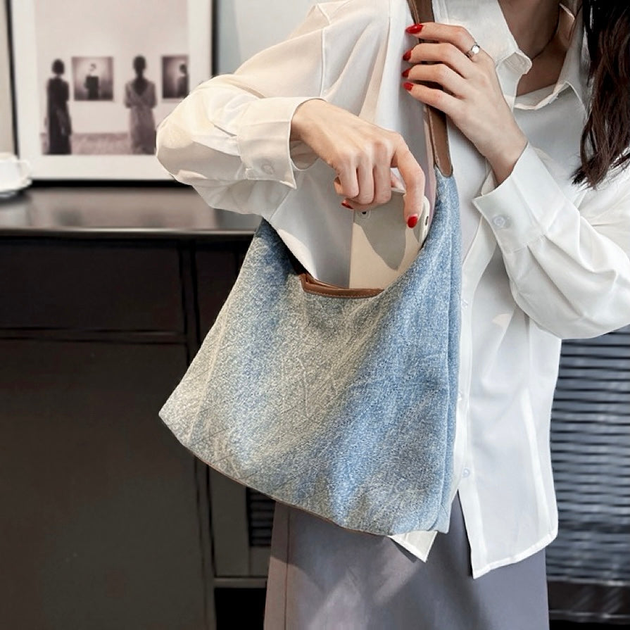 Sac en denim avec motif en diamant