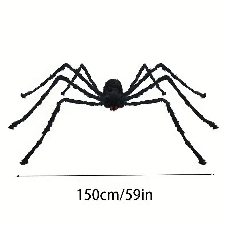 DarkCrawl Araignée géante de 150 cm – Décoration d'Halloween noire pour maison et jardin