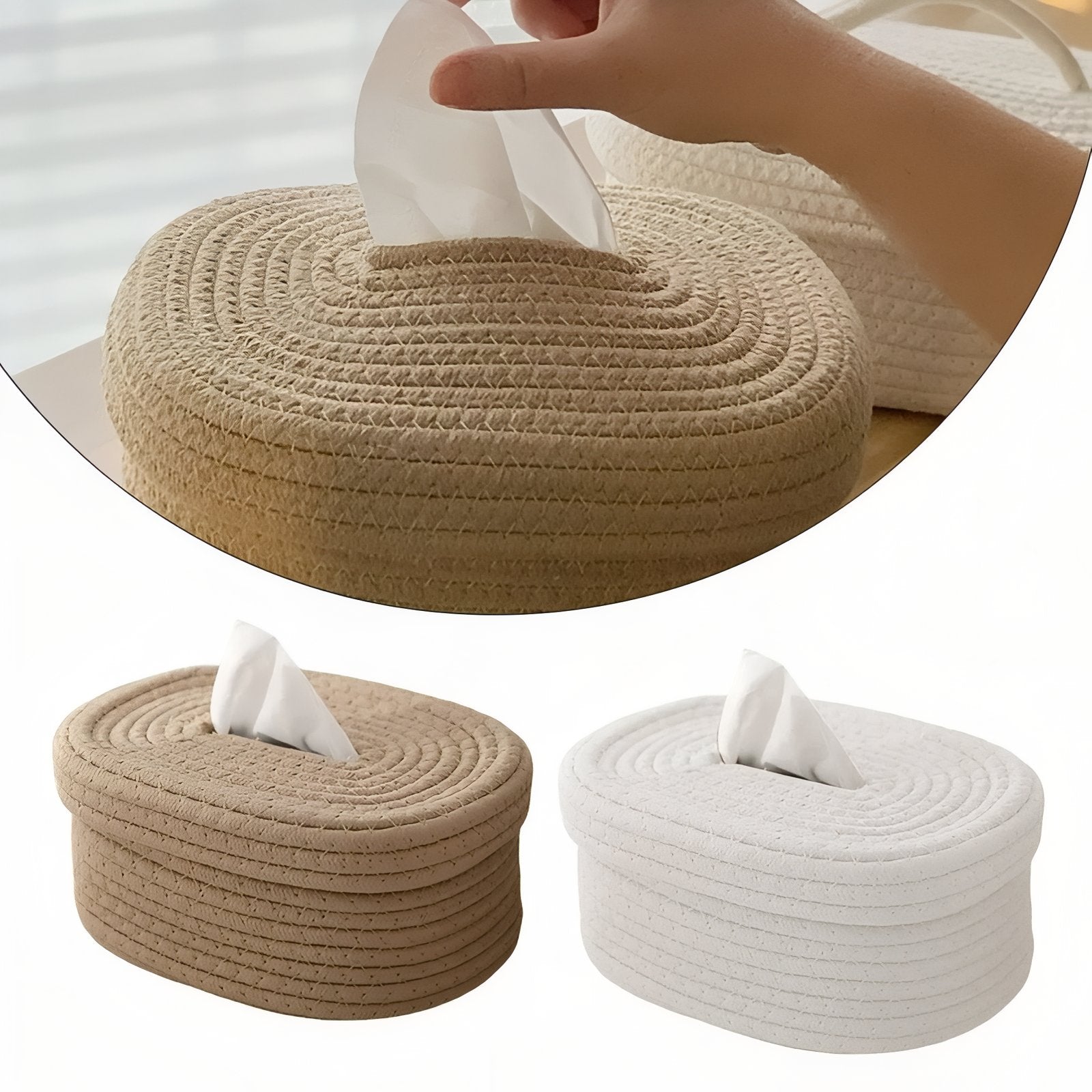 TissuElegance - Housse de boîte ovale en tissu au design élégant