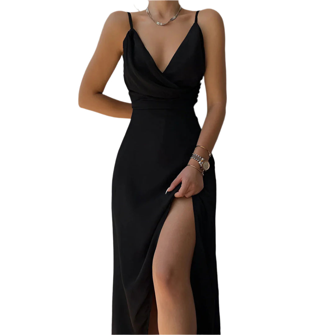 Robe en satin avec fente rouge sang - Robe de soirée luxueuse pour femmes