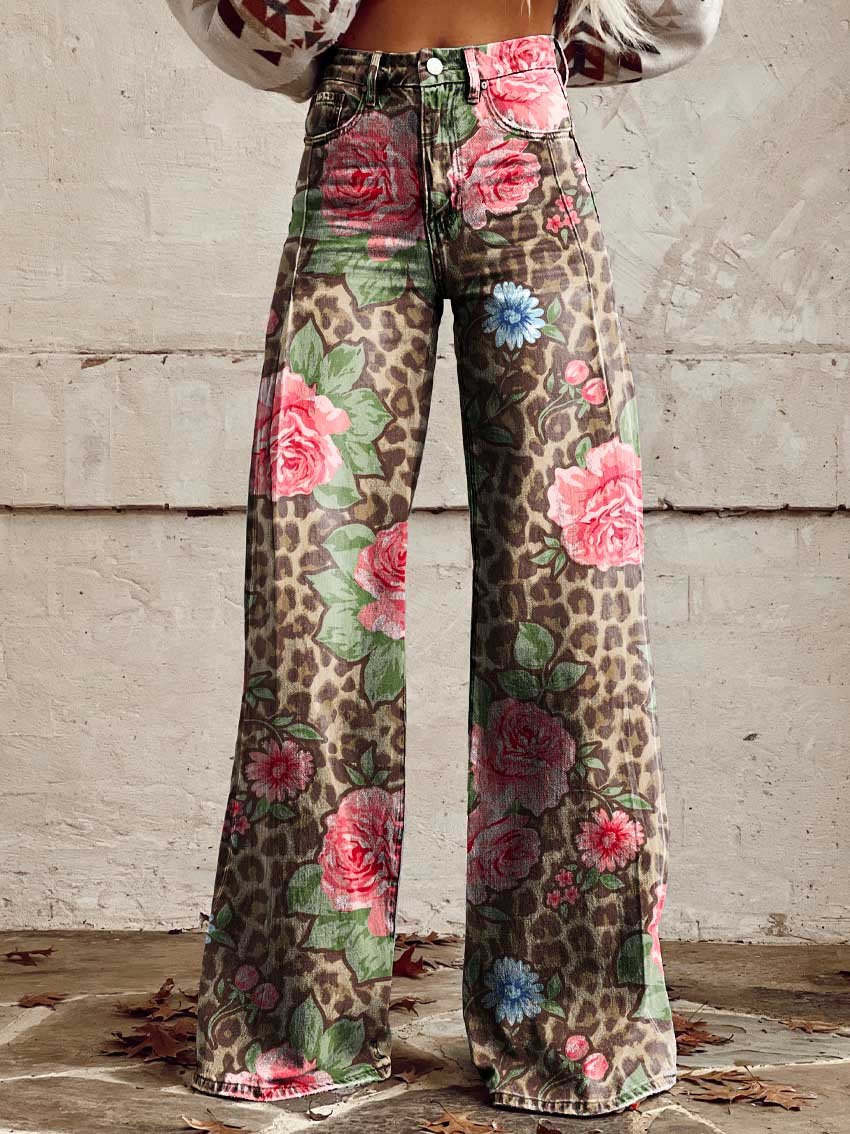 Lucy - Pantalon large pour femme à motifs floraux