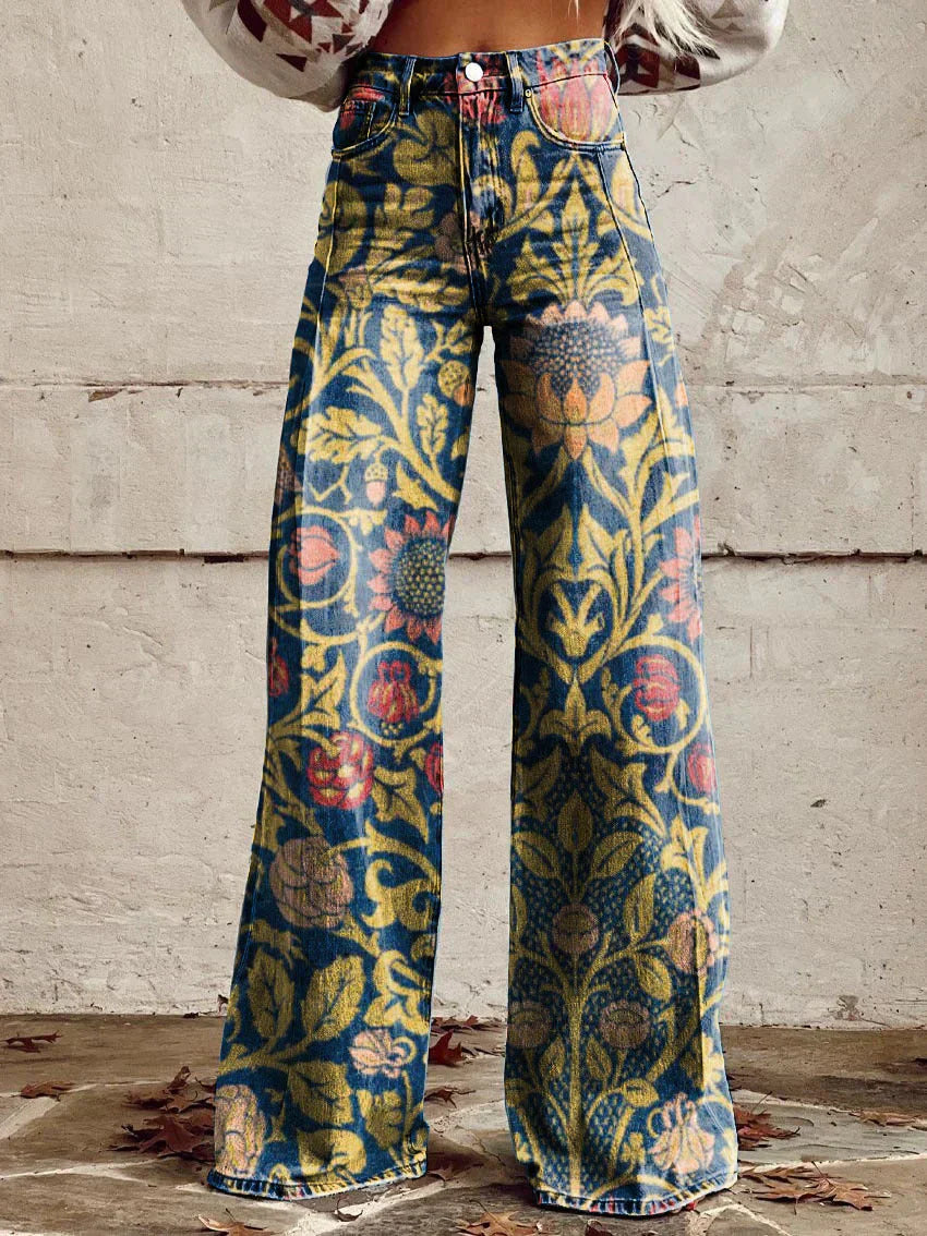 Lucy - Pantalon large pour femme à motifs floraux